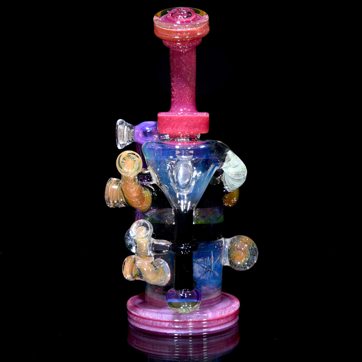 Full-size UV Reactive Crushed Opal X-RBR Recycler & Dropdown Set - 14mm Female