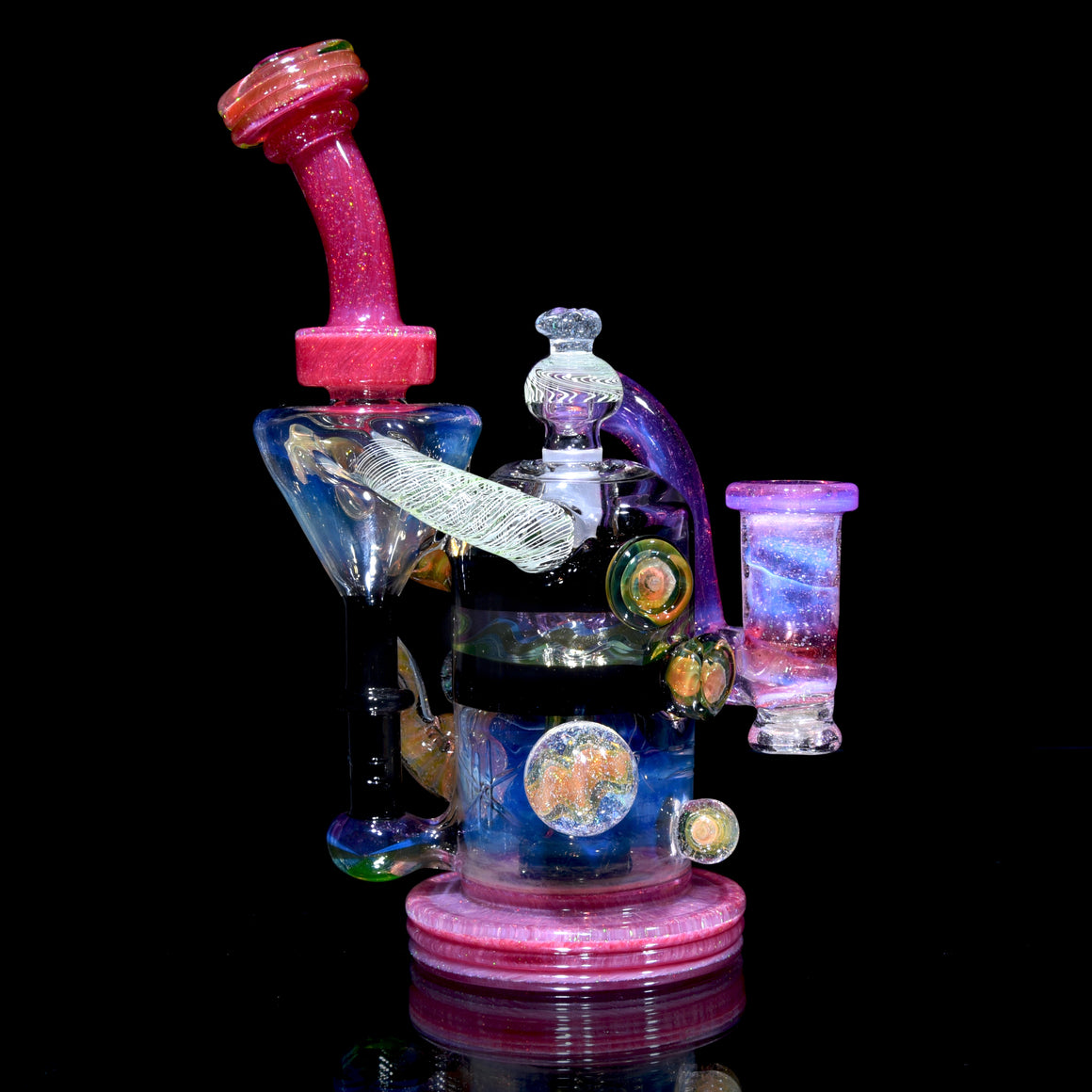 Full-size UV Reactive Crushed Opal X-RBR Recycler & Dropdown Set - 14mm Female