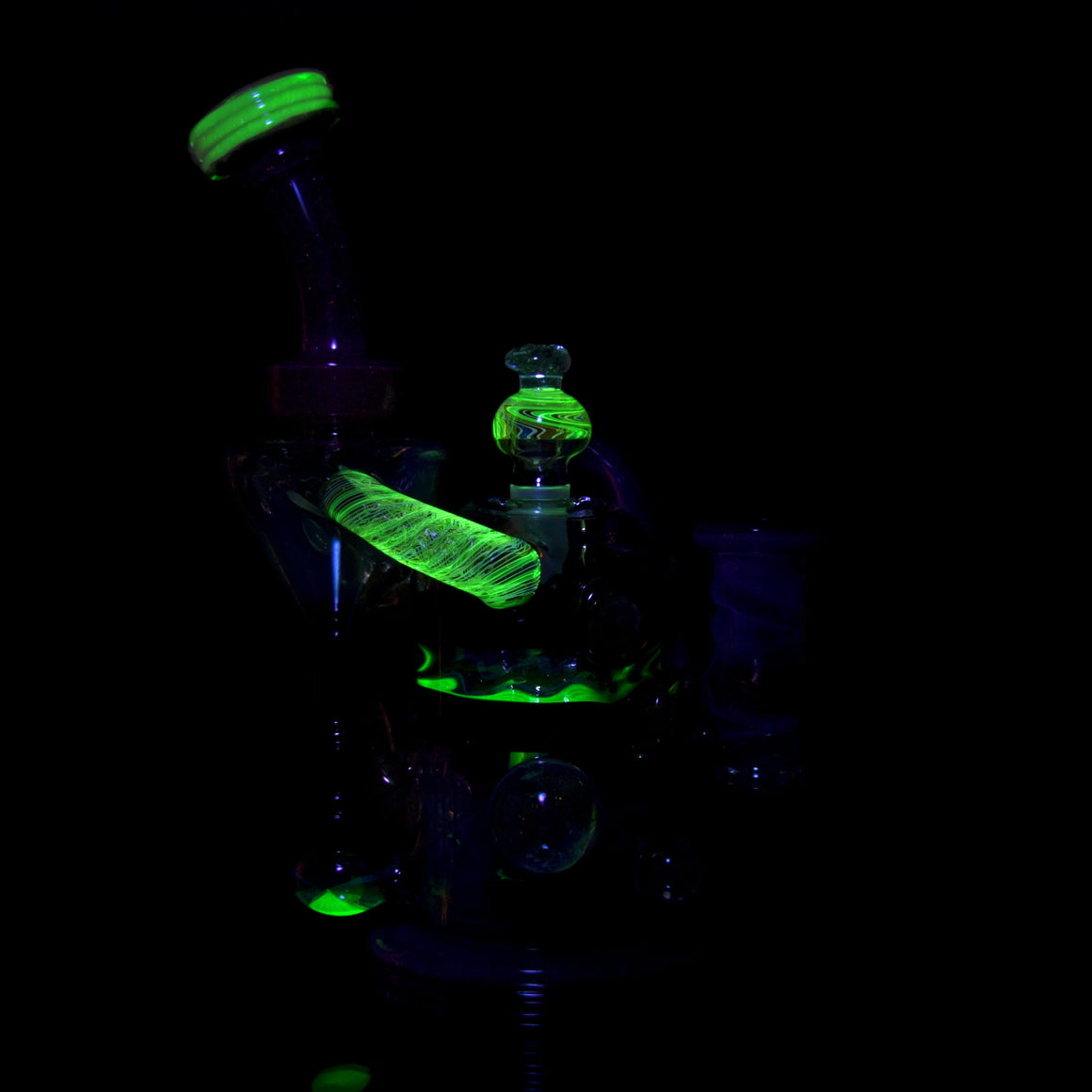 Full-size UV Reactive Crushed Opal X-RBR Recycler & Dropdown Set - 14mm Female