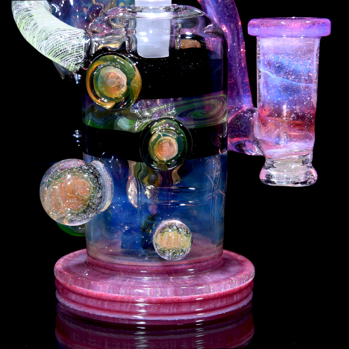 Full-size UV Reactive Crushed Opal X-RBR Recycler & Dropdown Set - 14mm Female