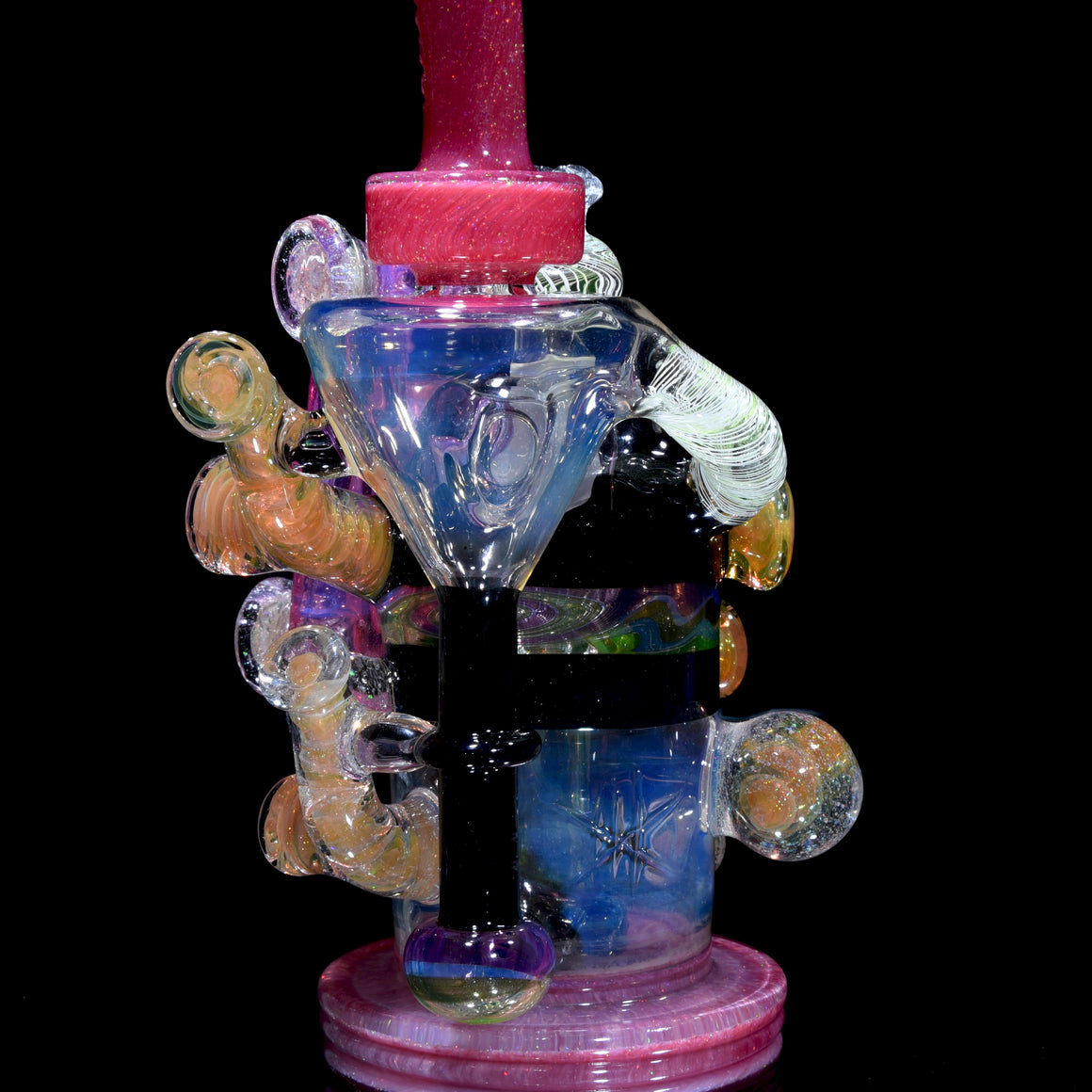 Full-size UV Reactive Crushed Opal X-RBR Recycler & Dropdown Set - 14mm Female