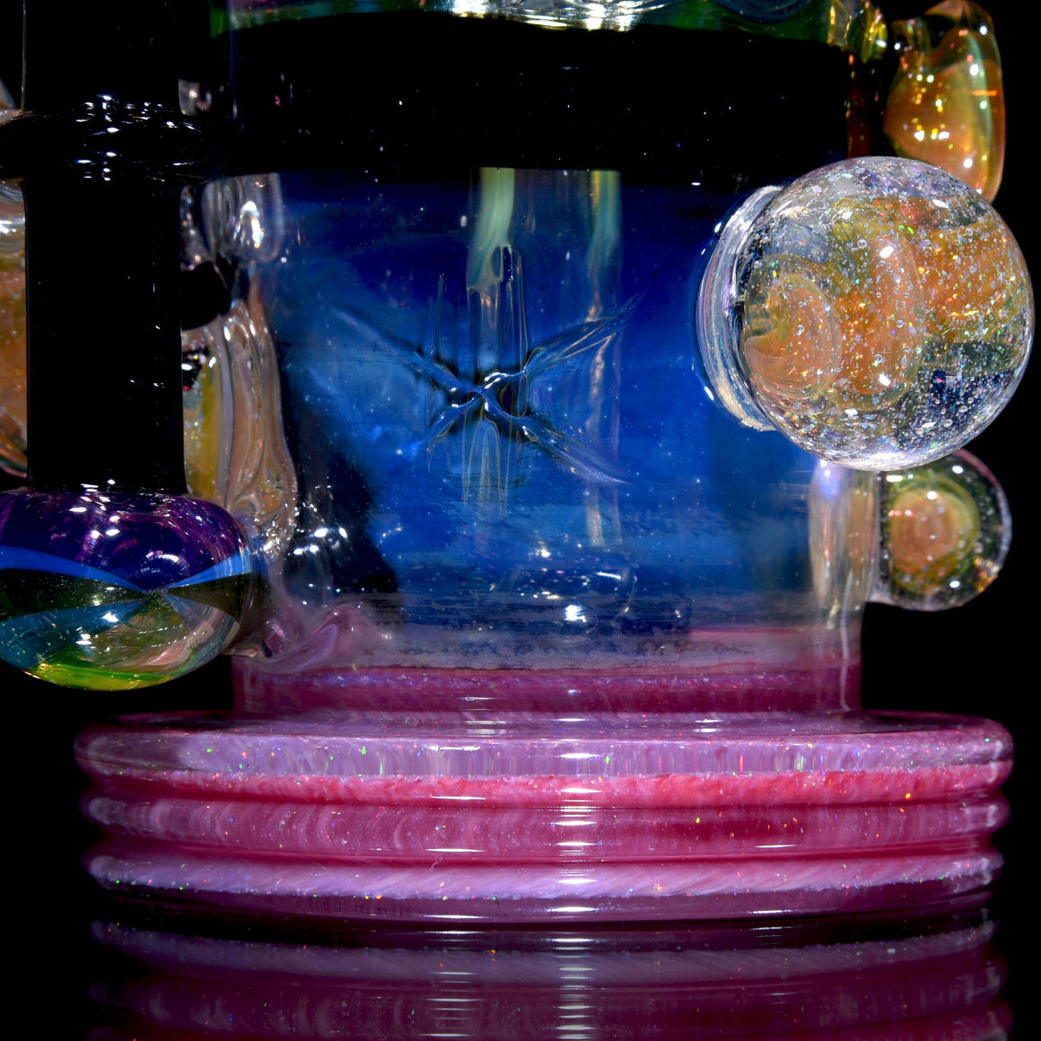 Full-size UV Reactive Crushed Opal X-RBR Recycler & Dropdown Set - 14mm Female