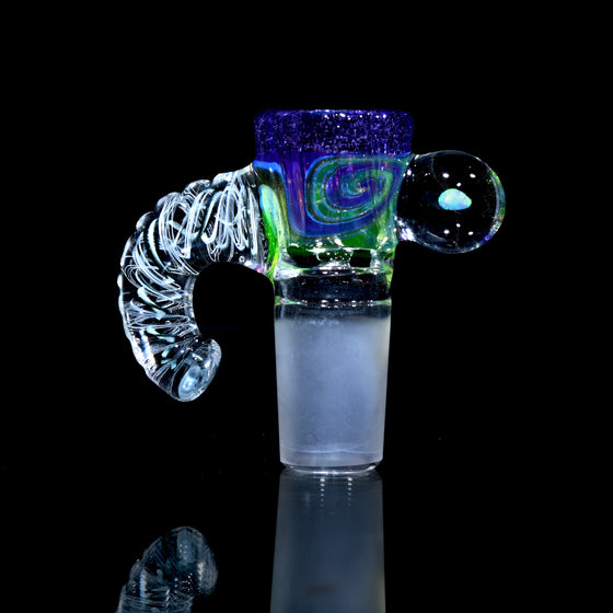 Worked UV Reactive 4-hole Horned Slide w/ attachment - 18mm