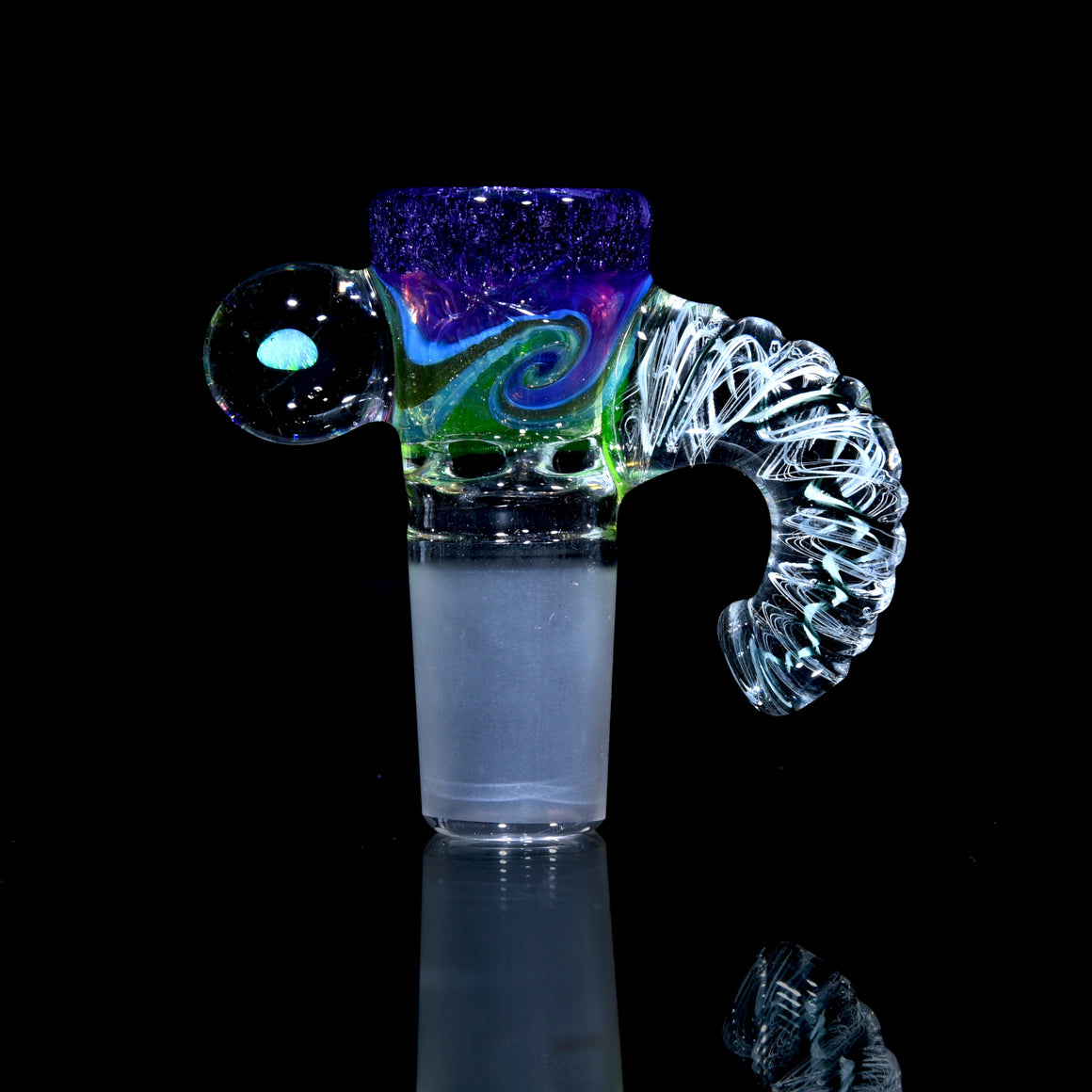 Fully-worked UV Reactive 4-hole Horned Slide w/ attachment - 18mm