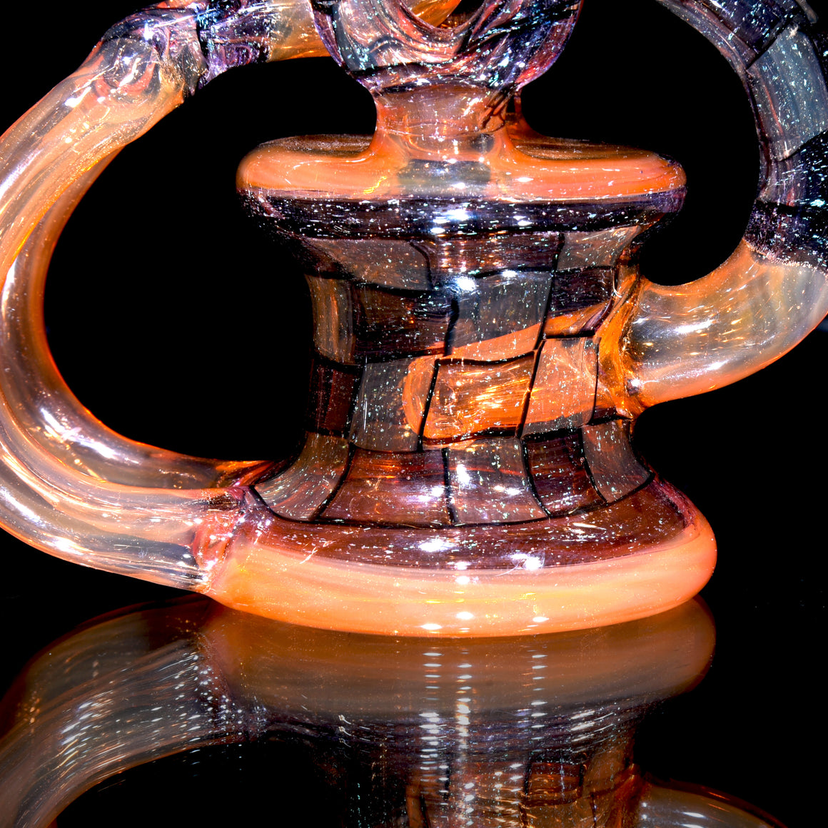 Faceted Double Donut Uptake Loophole Recycler - Hot Sauce/Dichroic Chipstack  - 10mm Female