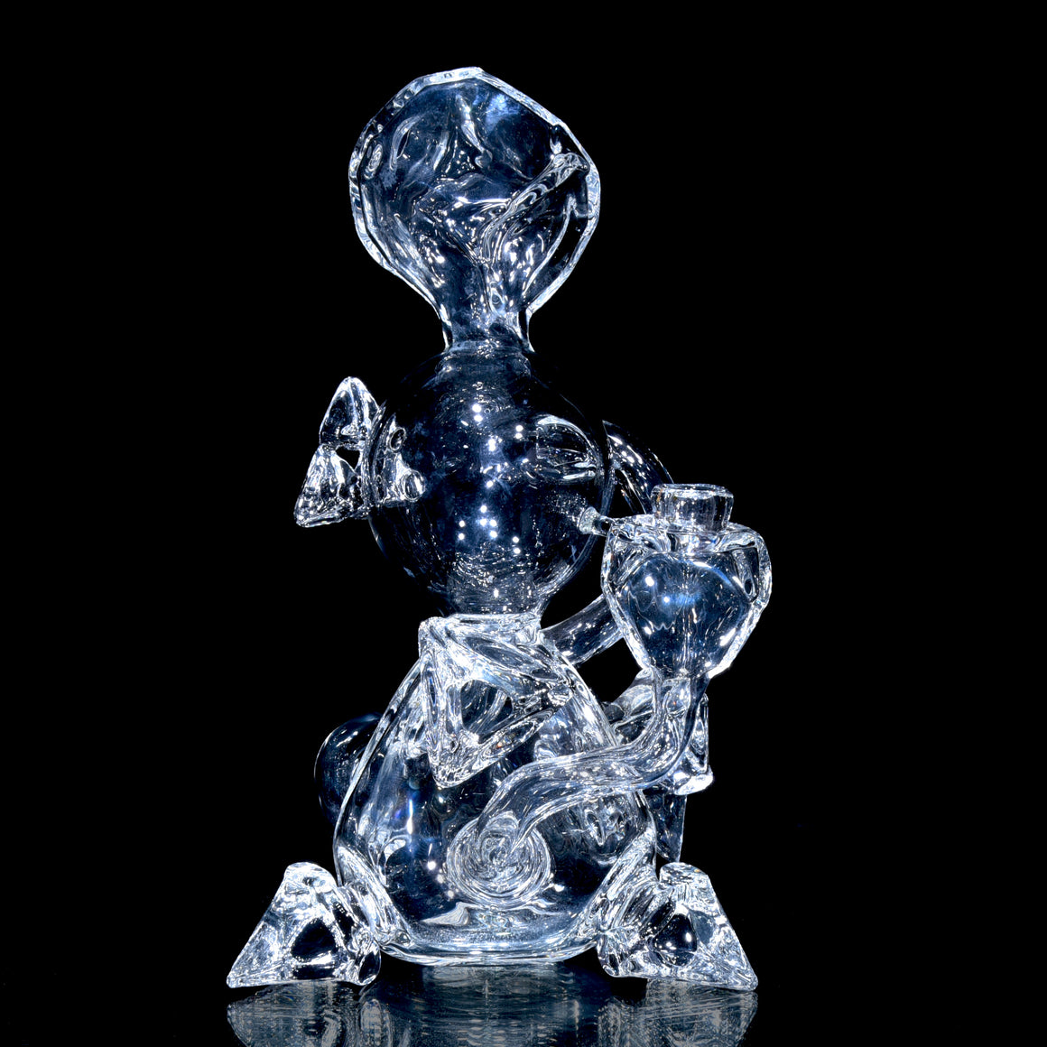 Sacred Geometry Crystal Tetrahedron Klein Recycler - Clear - 10mm Female