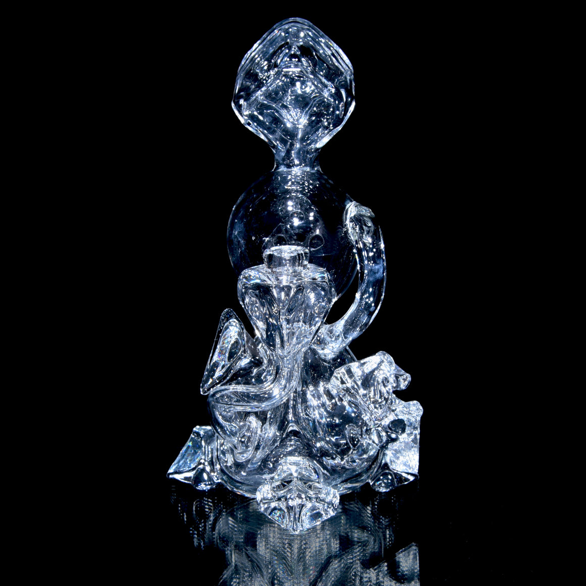 Sacred Geometry Crystal Tetrahedron Klein Recycler - Clear - 10mm Female