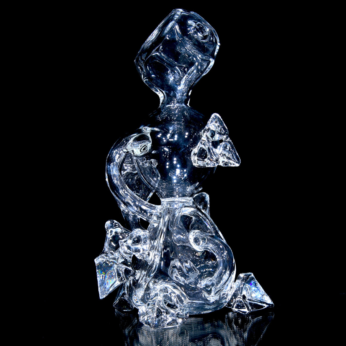 Sacred Geometry Crystal Tetrahedron Klein Recycler - Clear - 10mm Female