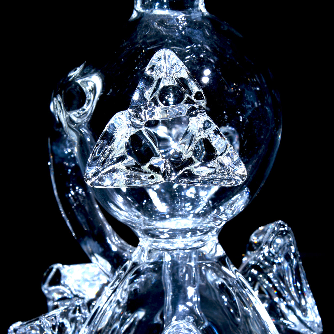 Sacred Geometry Crystal Tetrahedron Klein Recycler - Clear - 10mm Female