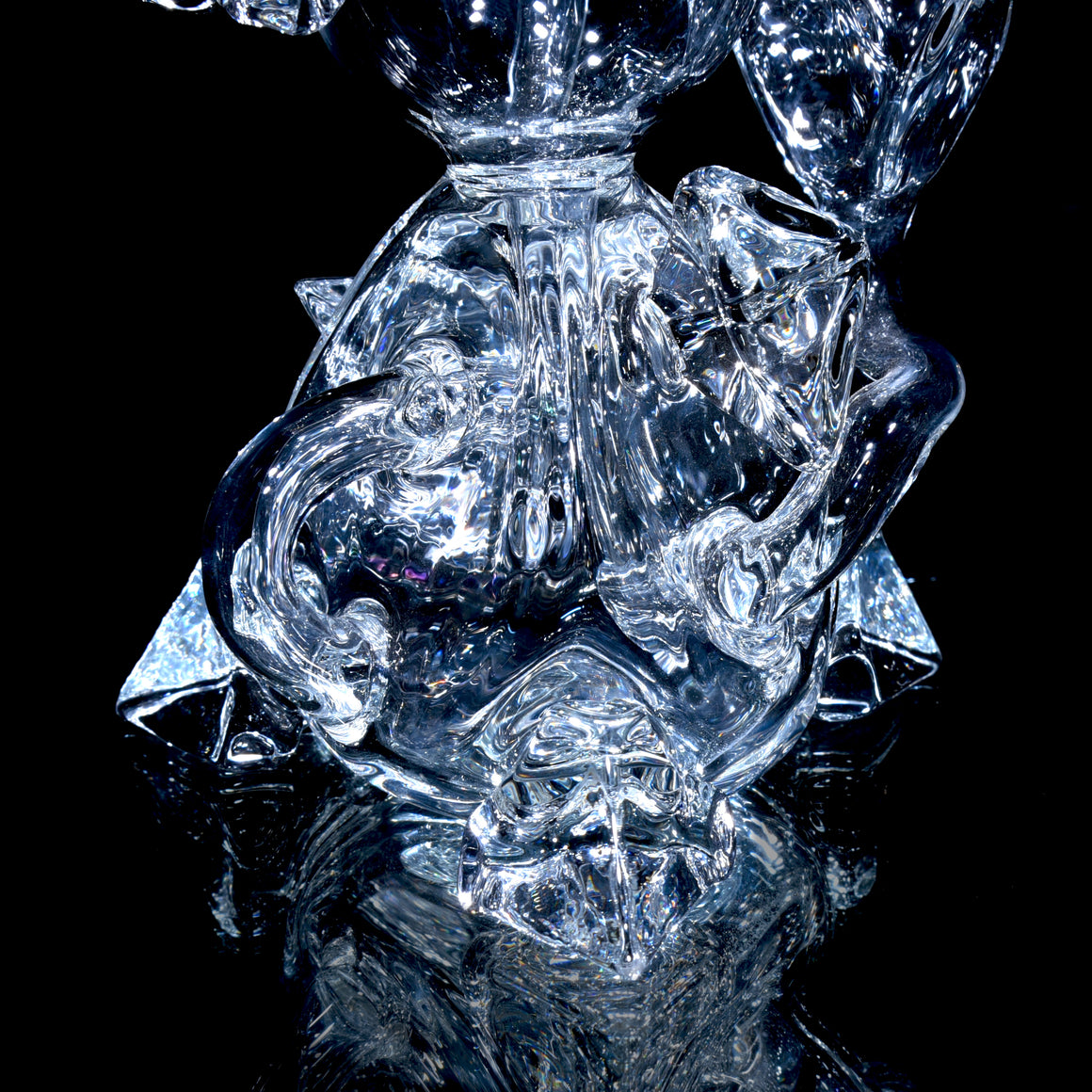 Sacred Geometry Crystal Tetrahedron Klein Recycler - Clear - 10mm Female