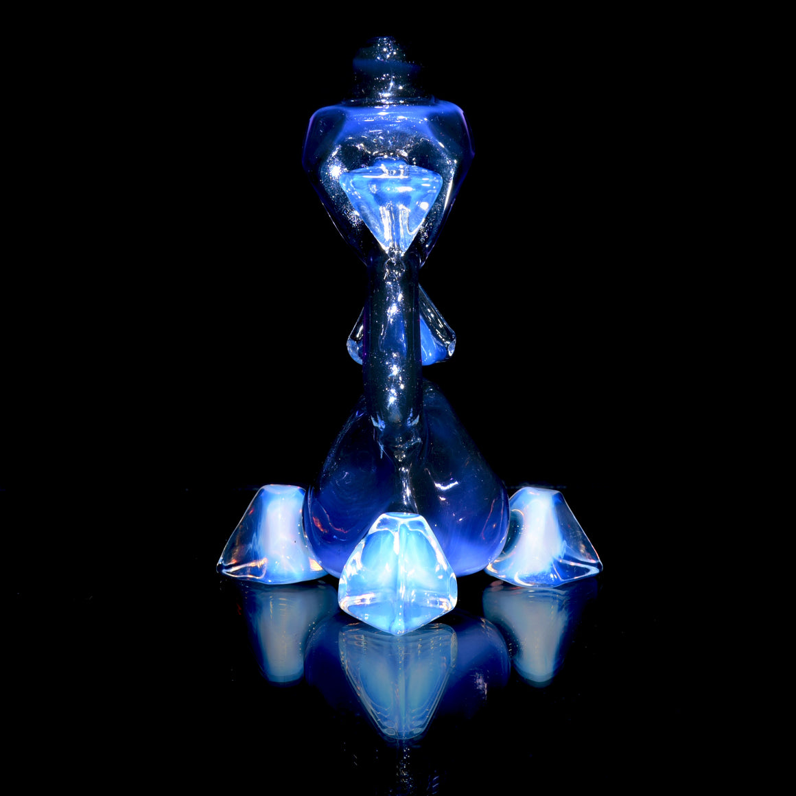 Sacred Geometry Crystal Tetrahedron Dry Rig - Moonstone/Royal Jelly over Blue Stardust - 10mm Female