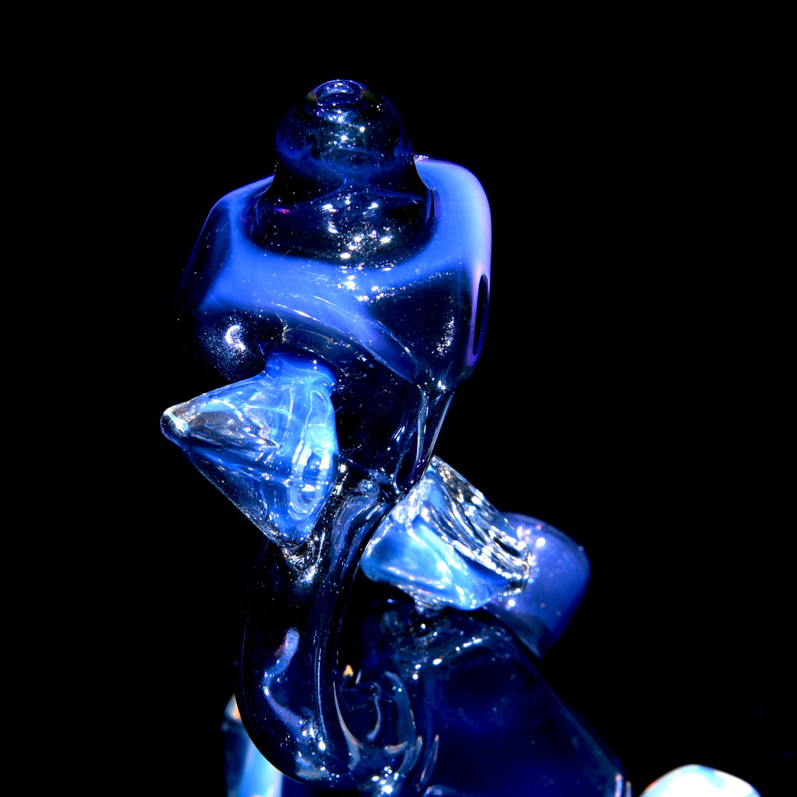 Sacred Geometry Crystal Tetrahedron Dry Rig - Moonstone/Royal Jelly over Blue Stardust - 10mm Female