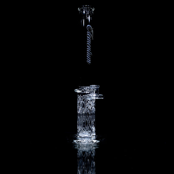 "Elementum" Double-Wall Channel Perc Flower Tube - Cursive Logo - 18mm Female