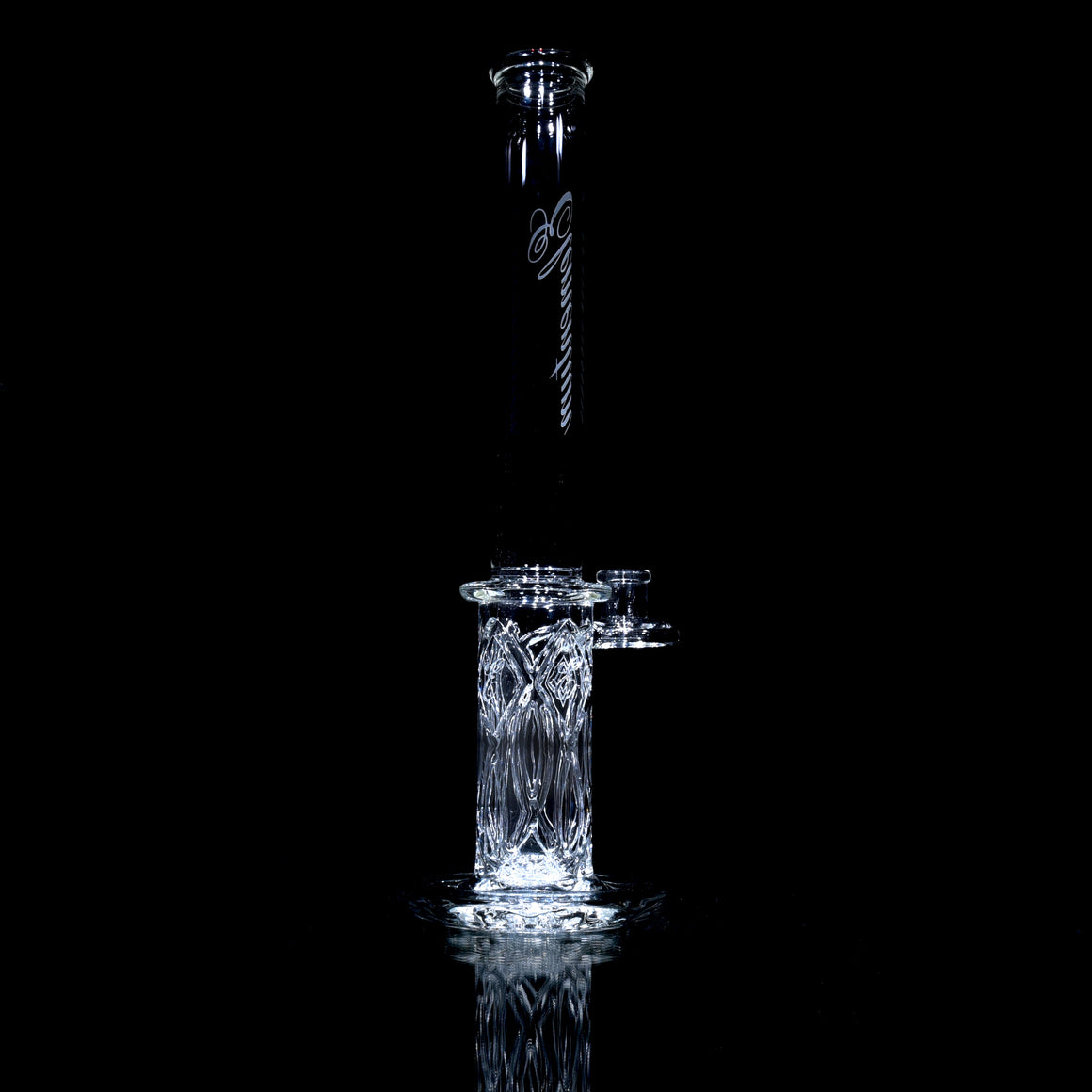 "Elementum" Double-Wall Channel Perc Flower Tube - Cursive Logo - 18mm Female