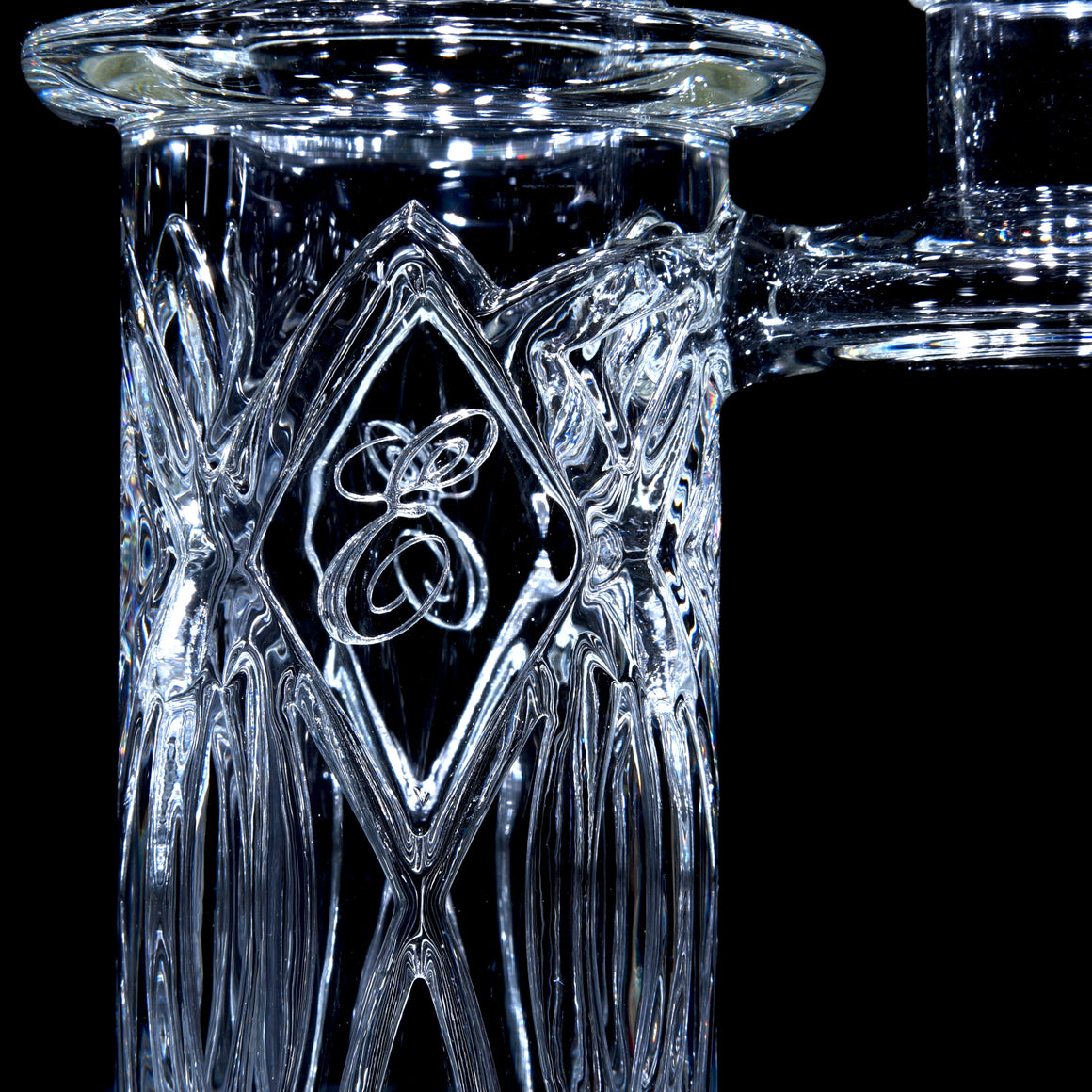"Elementum" Double-Wall Channel Perc Flower Tube - Cursive Logo - 18mm Female