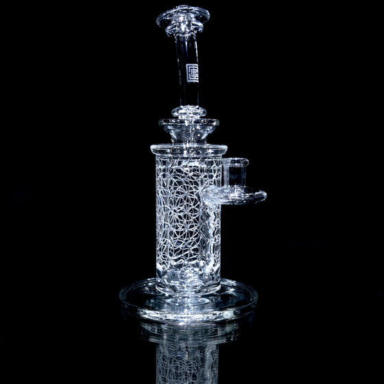 "Elementum" Double-Wall Channel Perc Rig - Flower of Life - 14mm Female