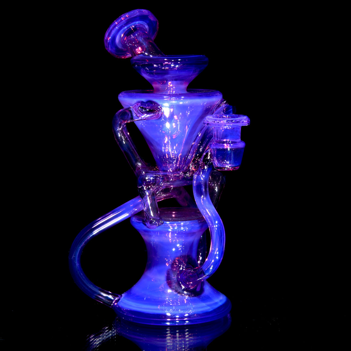Full-size Faceted Tetrahedron Ladder Triple Double Floating Recycler #1 - Royal Jelly - 10mm Female