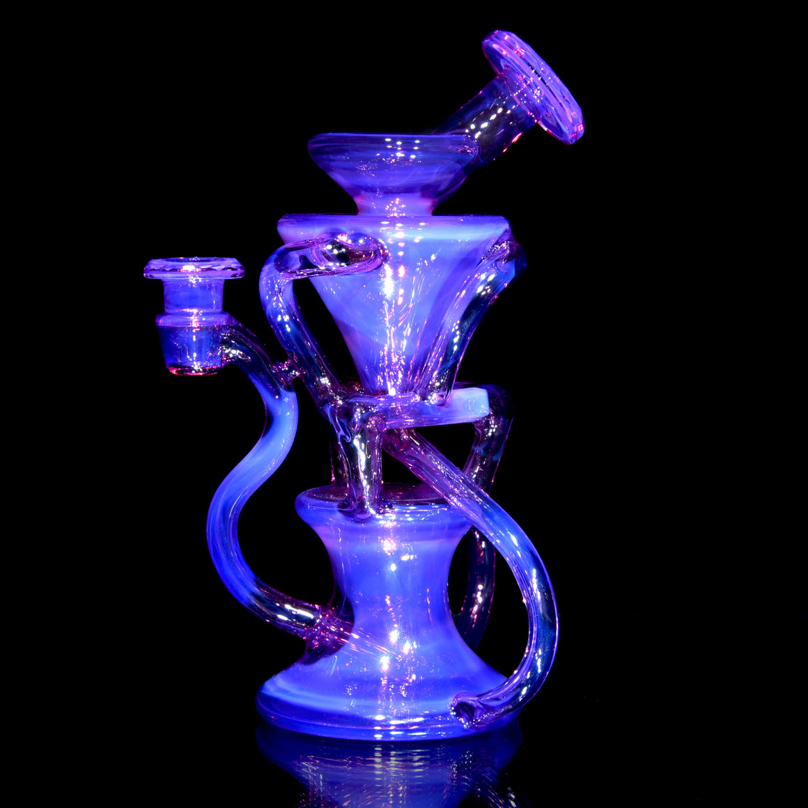 Full-size Faceted Tetrahedron Ladder Triple Double Floating Recycler #1 - Royal Jelly - 10mm Female
