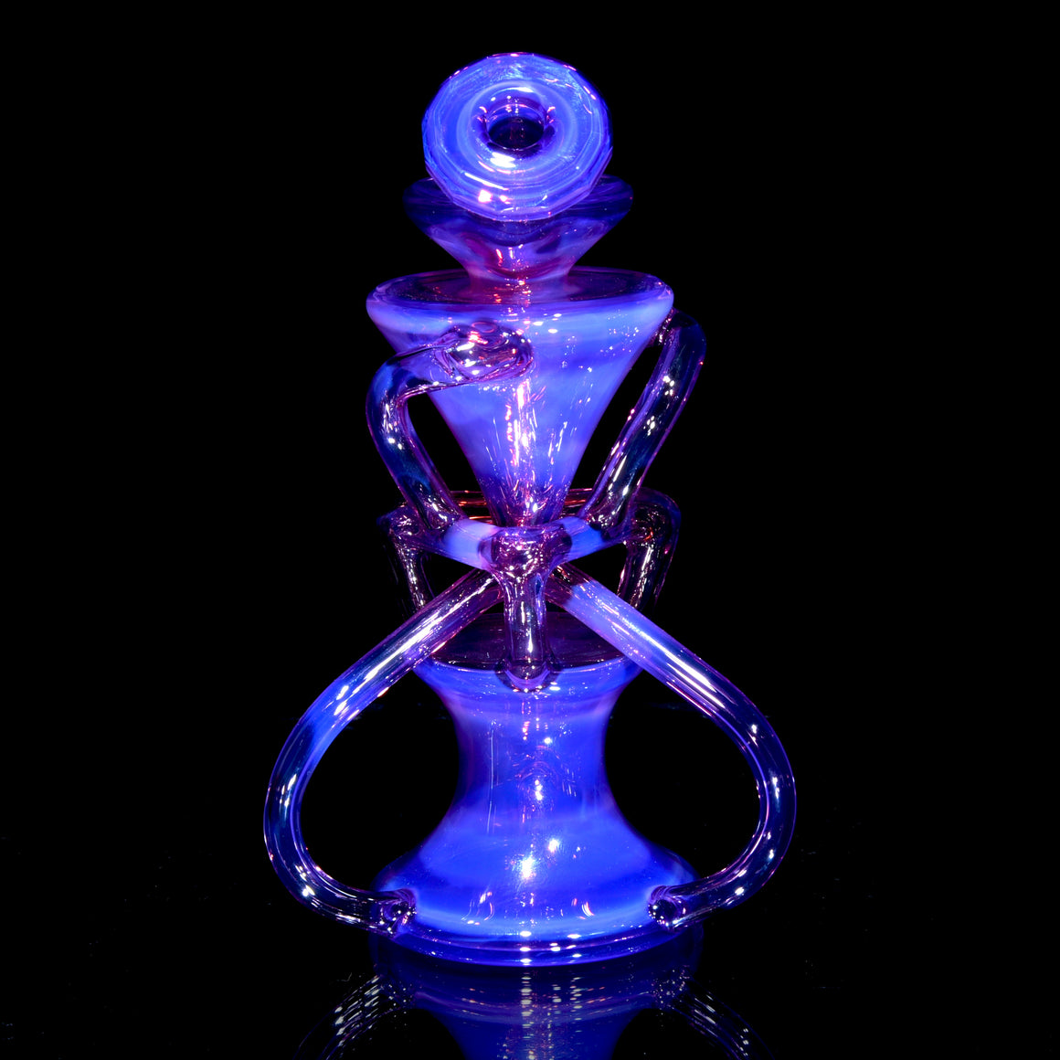Full-size Faceted Tetrahedron Ladder Triple Double Floating Recycler #1 - Royal Jelly - 10mm Female