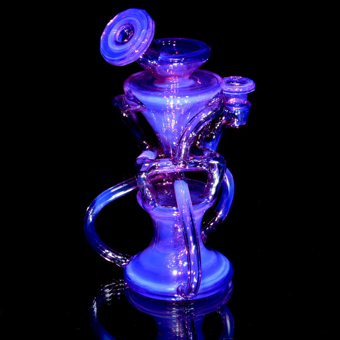 Full-size Faceted Tetrahedron Ladder Triple Double Floating Recycler #1 - Royal Jelly - 10mm Female