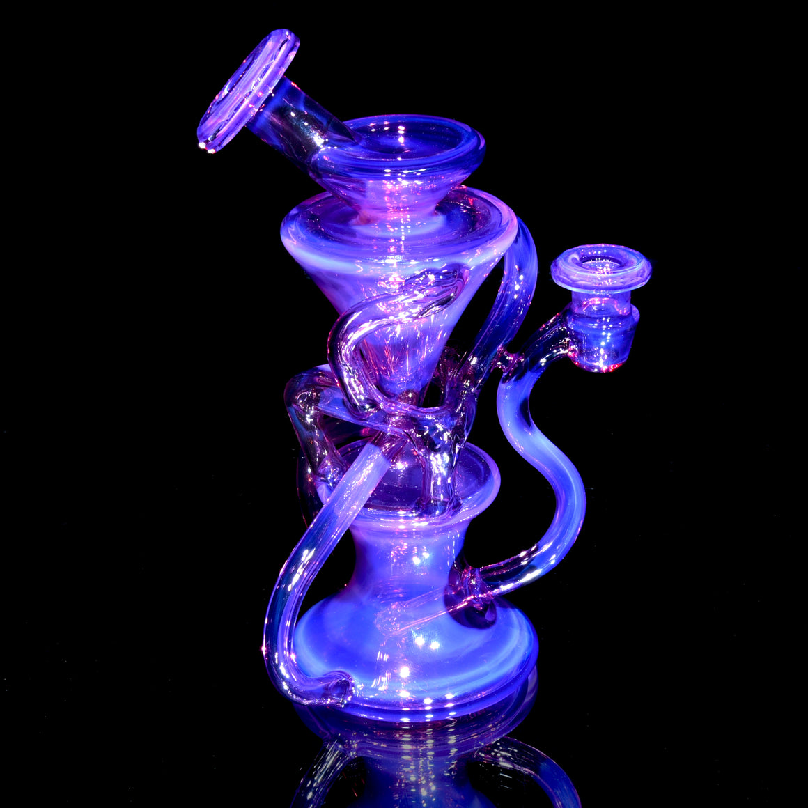 Full-size Faceted Tetrahedron Ladder Triple Double Floating Recycler #1 - Royal Jelly - 10mm Female