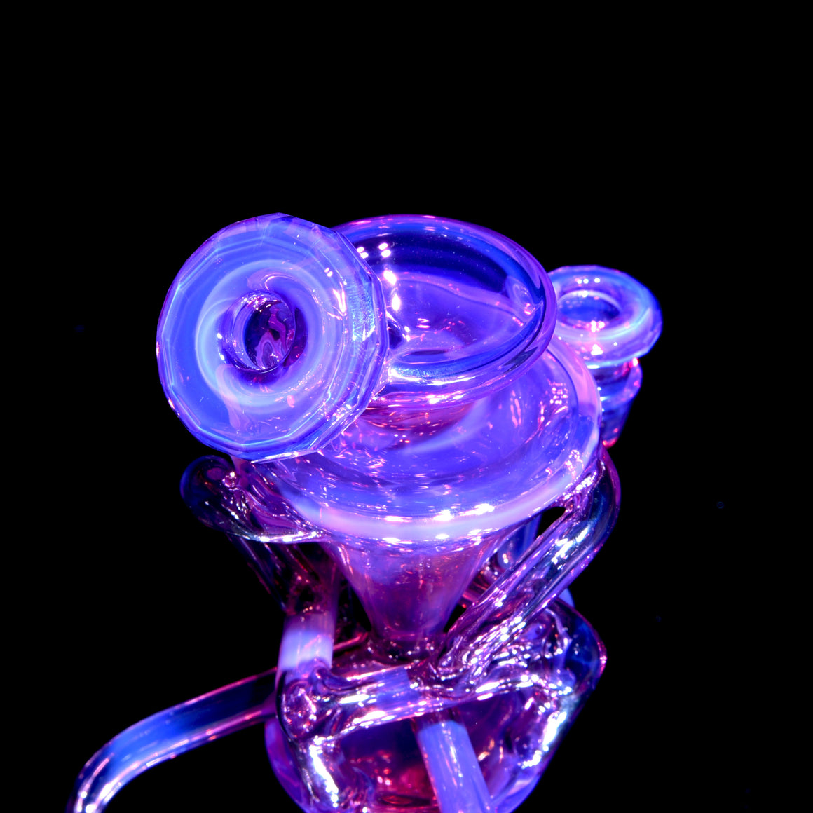 Full-size Faceted Tetrahedron Ladder Triple Double Floating Recycler #1 - Royal Jelly - 10mm Female