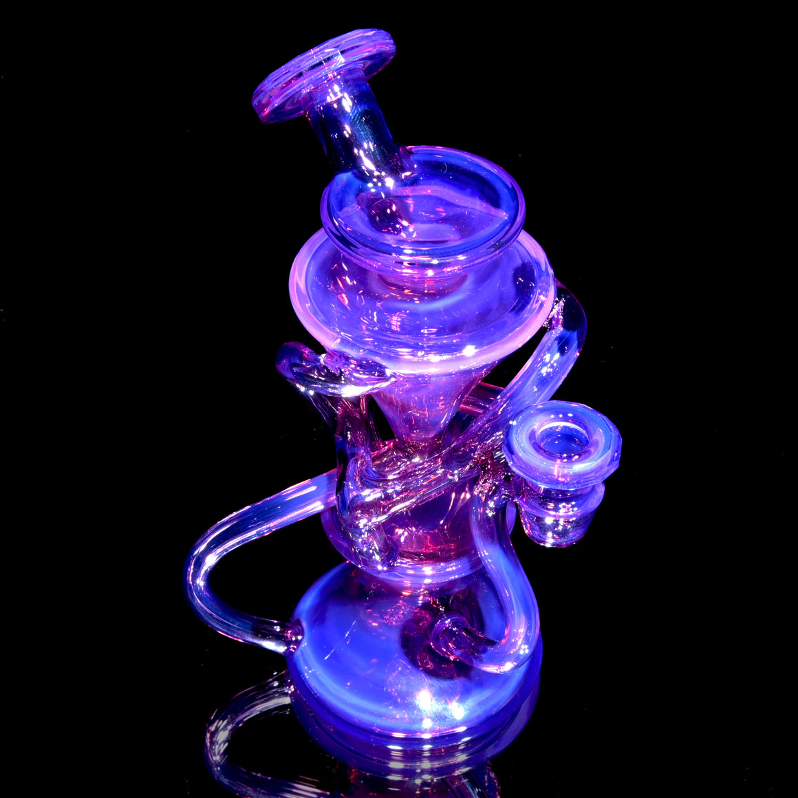 Full-size Faceted Tetrahedron Ladder Triple Double Floating Recycler #1 - Royal Jelly - 10mm Female