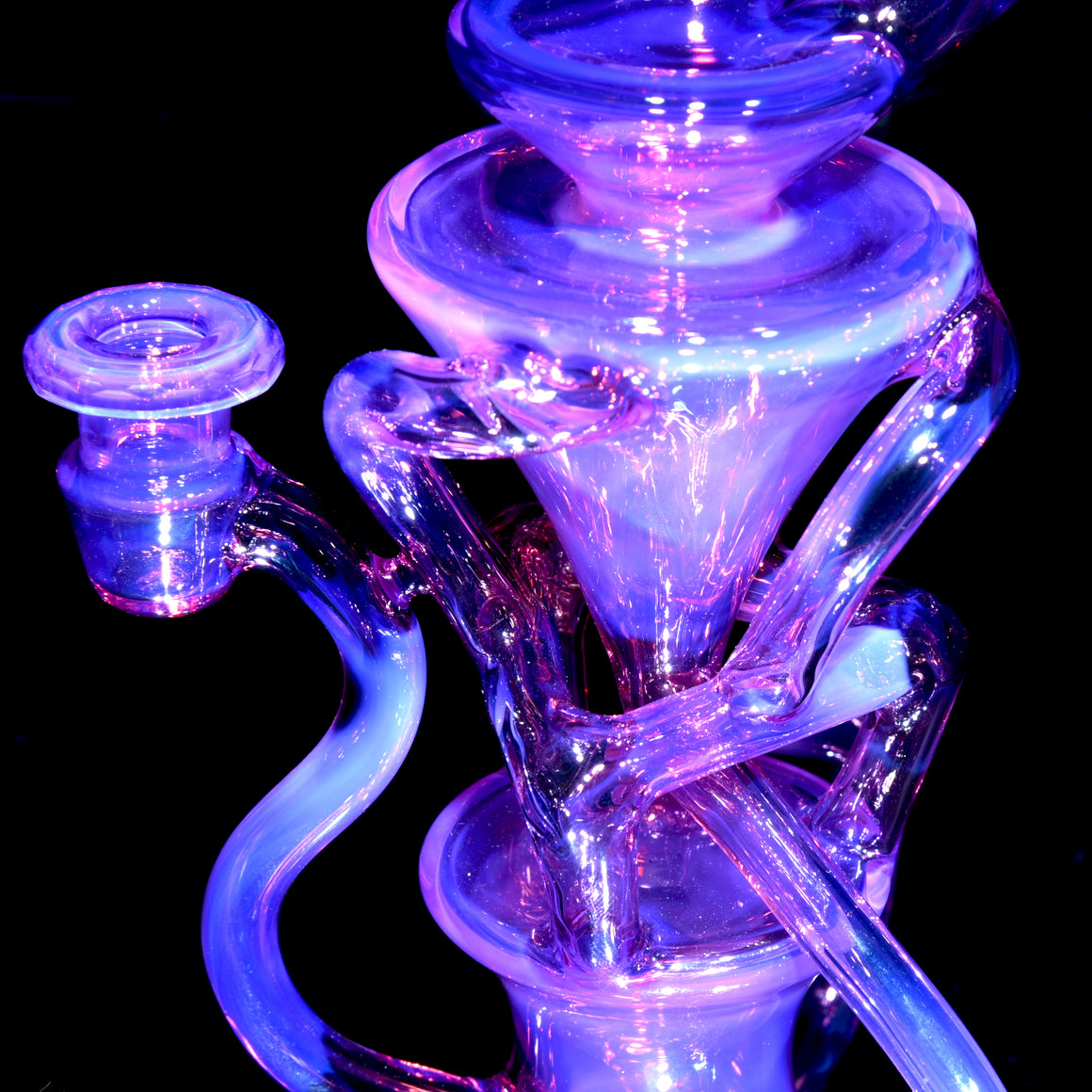 Full-size Faceted Tetrahedron Ladder Triple Double Floating Recycler #1 - Royal Jelly - 10mm Female