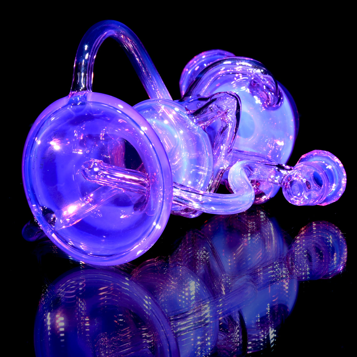 Full-size Faceted Tetrahedron Ladder Triple Double Floating Recycler #1 - Royal Jelly - 10mm Female