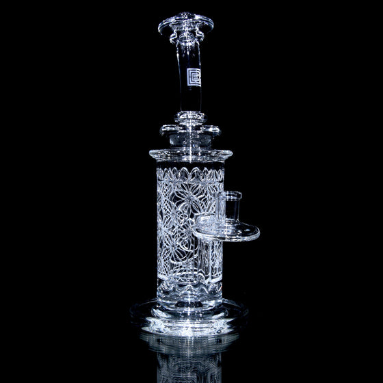 "Elementum" Double-Wall Channel Perc Rig - Flower of Life - 14mm Female