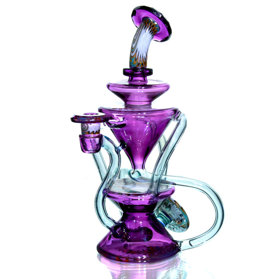 Full-size Faceted Triple Double Floating Recycler - Gold Amethyst/Meta-Terrania - 10mm Female