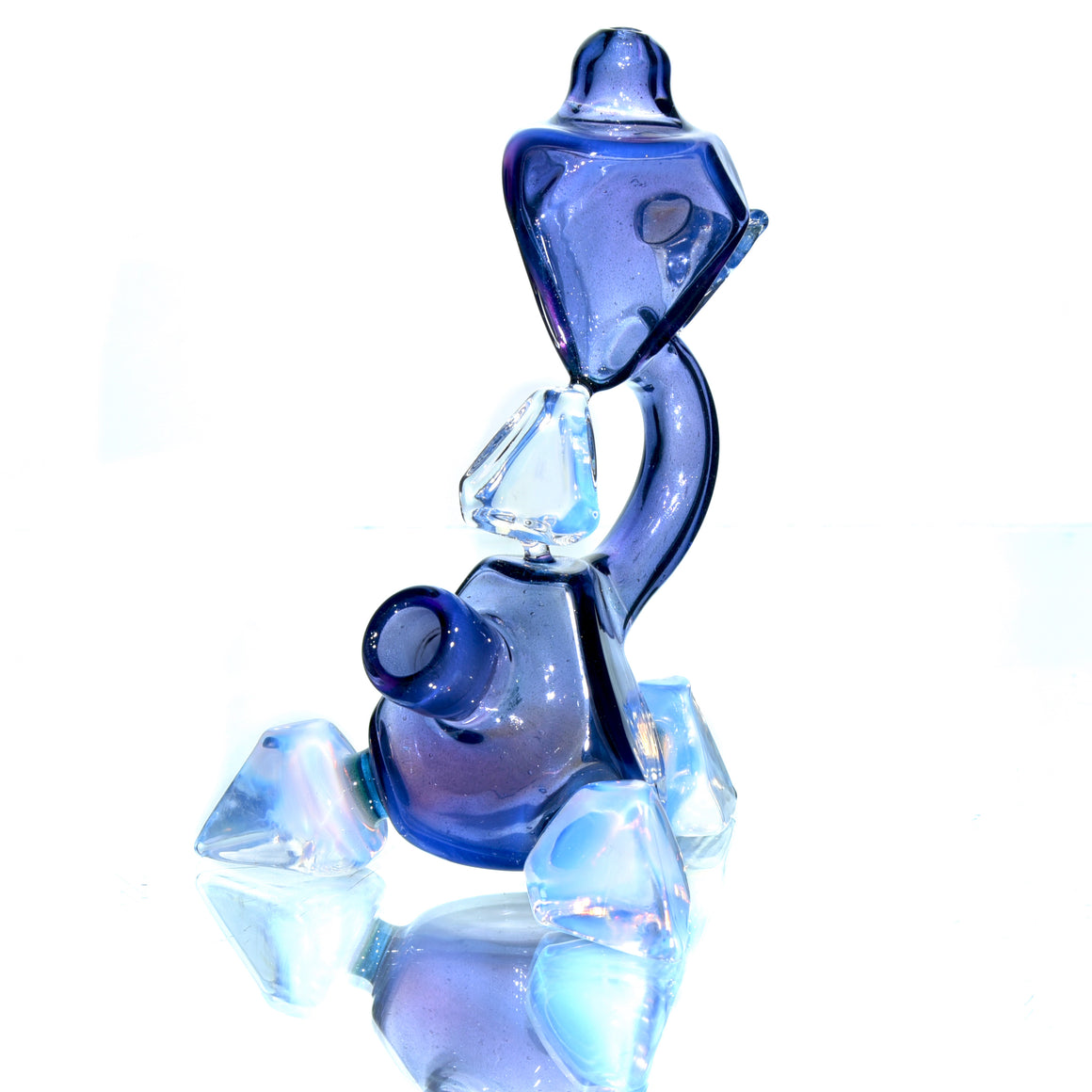 Sacred Geometry Crystal Tetrahedron Dry Rig - Moonstone/Royal Jelly over Blue Stardust - 10mm Female