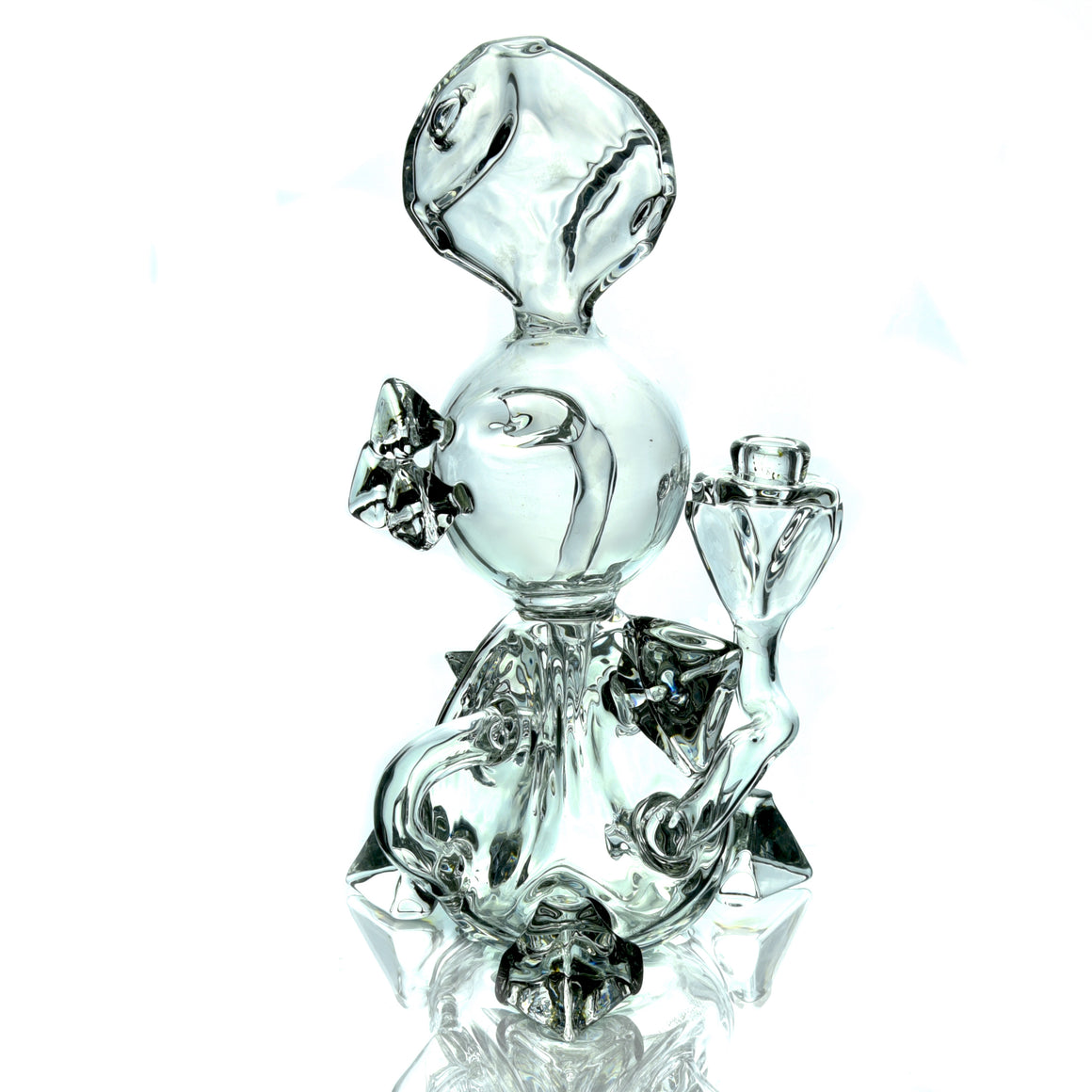Sacred Geometry Crystal Tetrahedron Klein Recycler - Clear - 10mm Female