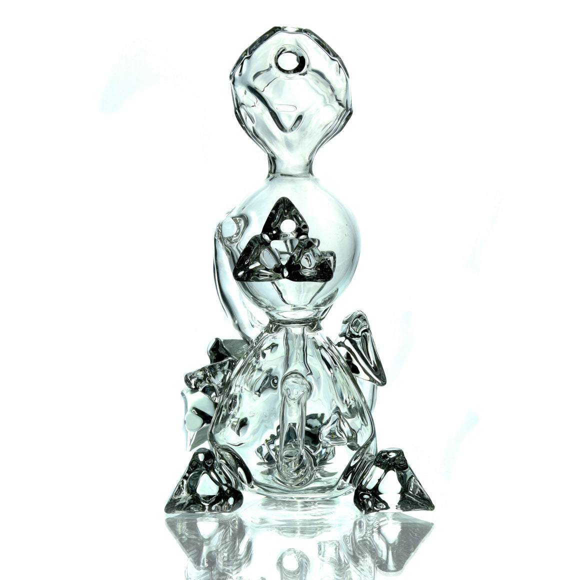 Sacred Geometry Crystal Tetrahedron Klein Recycler - Clear - 10mm Female