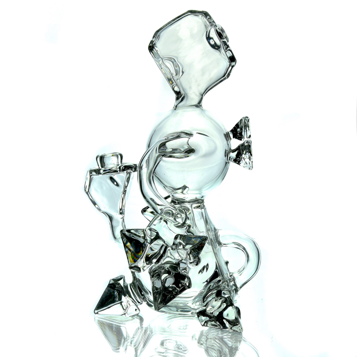 Sacred Geometry Crystal Tetrahedron Klein Recycler - Clear - 10mm Female