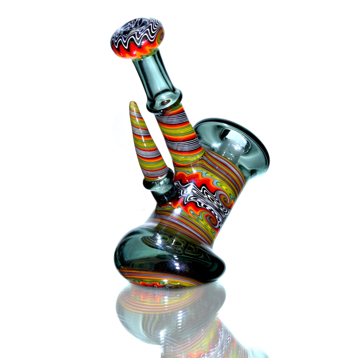 Fully-worked Mini Dewaar Bubbler Rig - Neutronium/Jungle Sunset - 10mm Female
