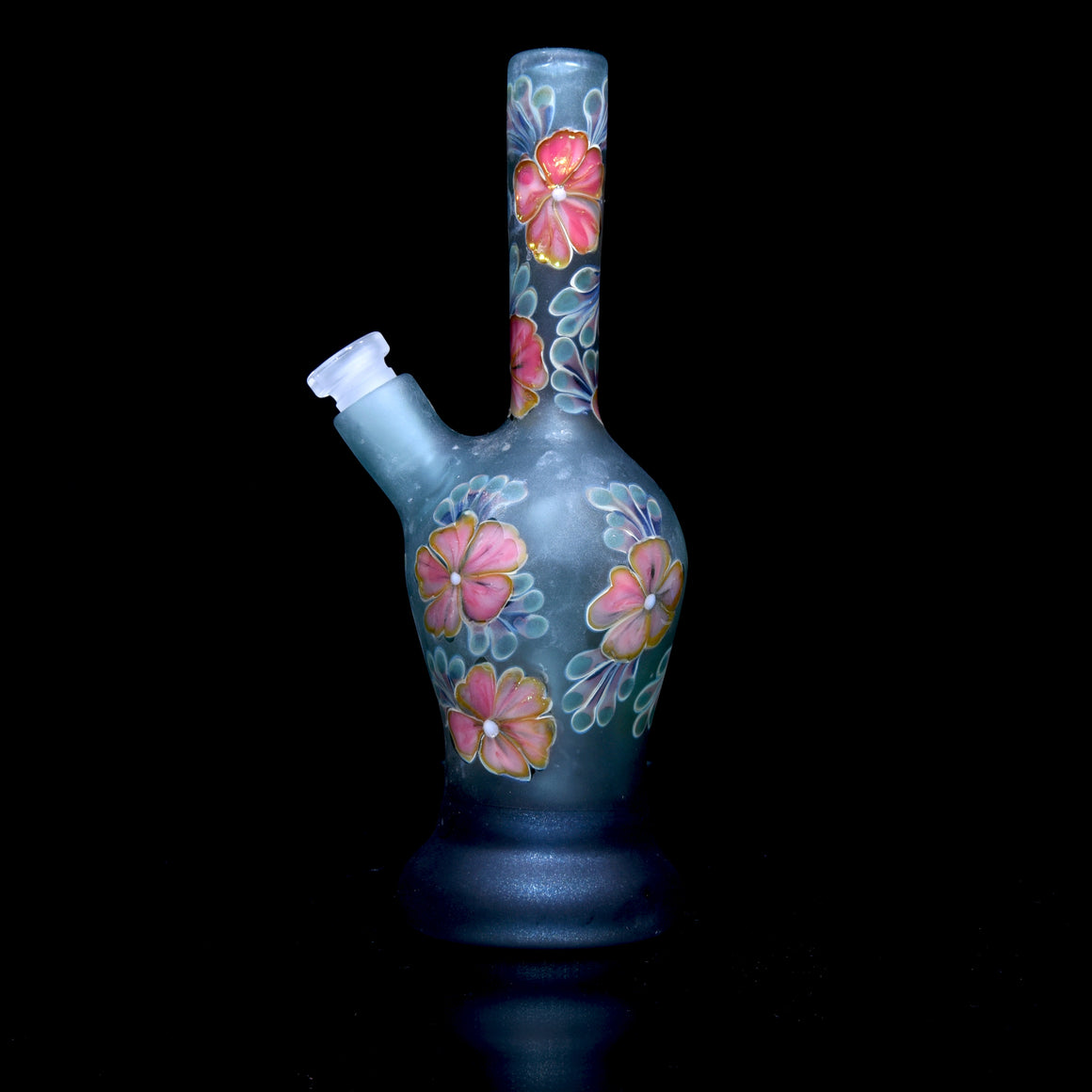 Frosted Floral Pattern Vase Mini Tube w/ Removable Downstem - Nemo - 10mm Female