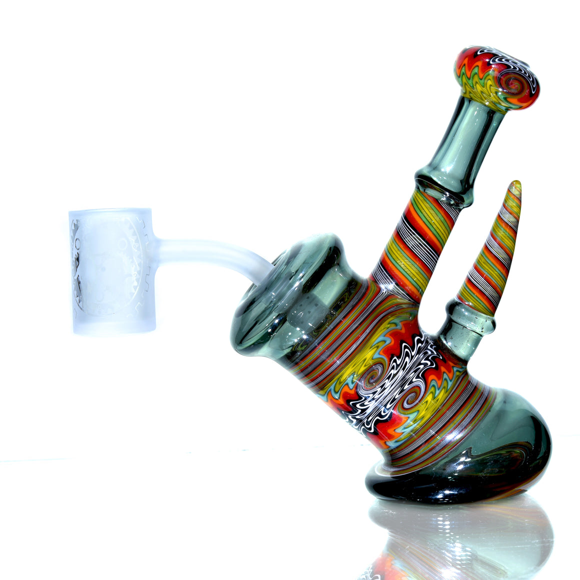 Fully-worked Mini Dewaar Bubbler Rig - Neutronium/Jungle Sunset - 10mm Female