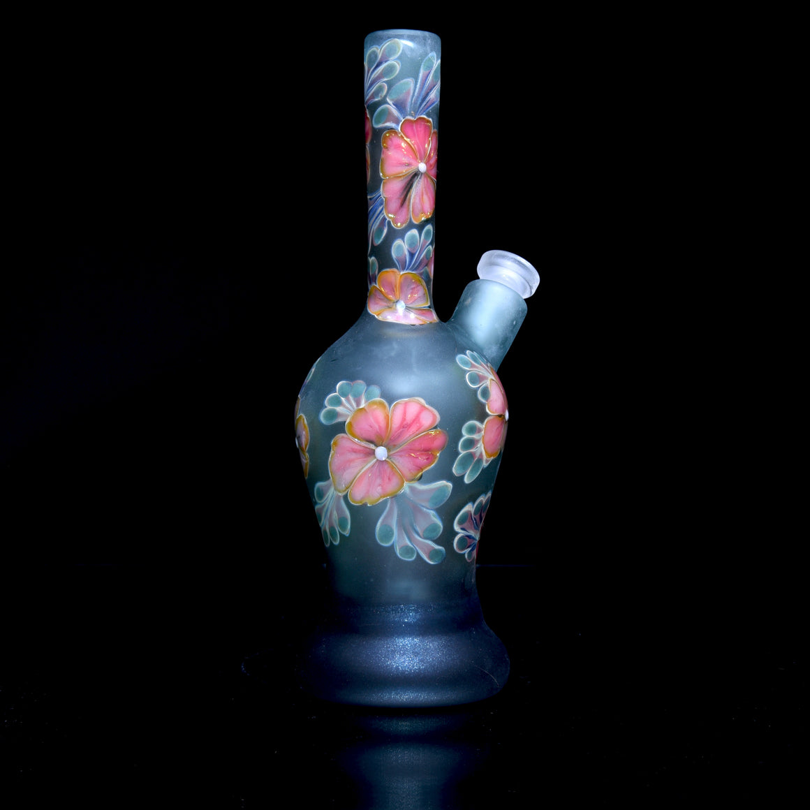 Frosted Floral Pattern Vase Mini Tube w/ Removable Downstem - Nemo - 10mm Female