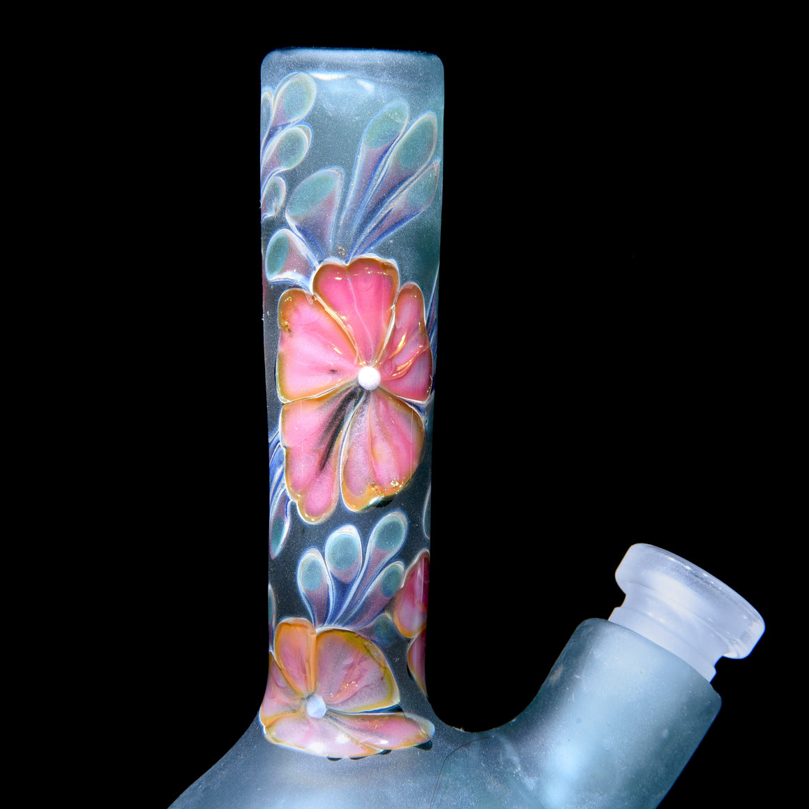 Frosted Floral Pattern Vase Mini Tube w/ Removable Downstem - Nemo - 10mm Female
