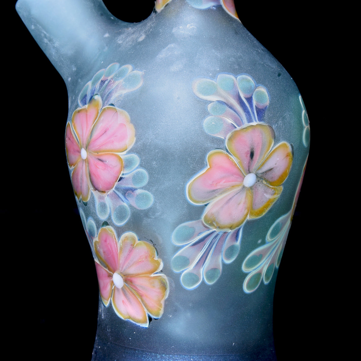 Frosted Floral Pattern Vase Mini Tube w/ Removable Downstem - Nemo - 10mm Female