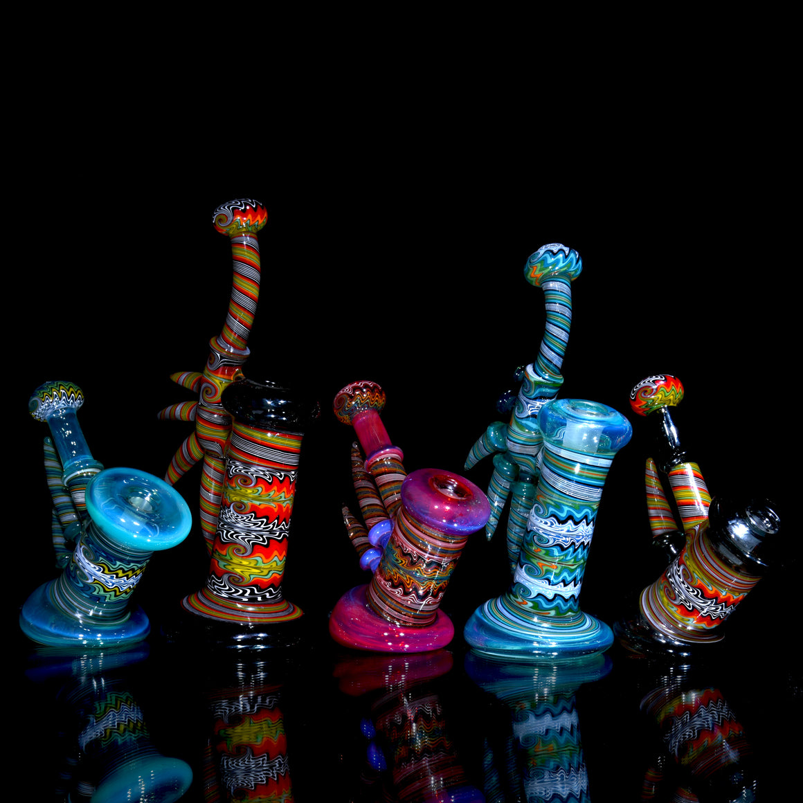 Fully-worked Mini Dewaar Bubbler Rig - Sea Slyme/Tropical Jailbird - 10mm Female