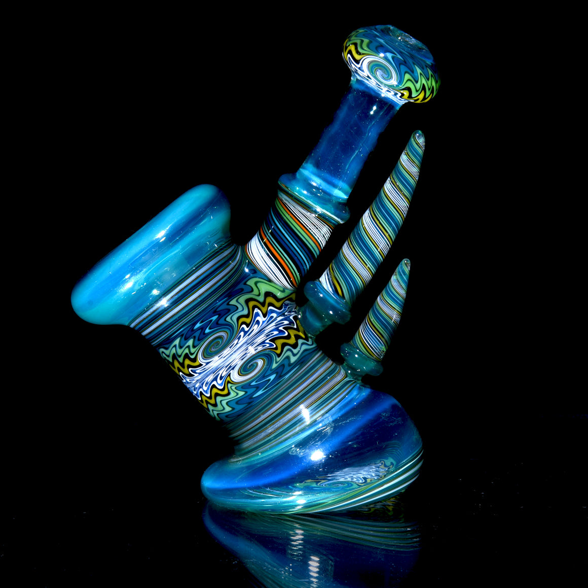 Fully-worked Mini Dewaar Bubbler Rig - Sea Slyme/Tropical Jailbird - 10mm Female