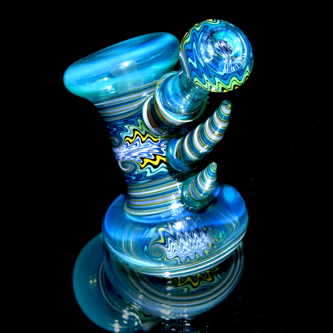 Fully-worked Mini Dewaar Bubbler Rig - Sea Slyme/Tropical Jailbird - 10mm Female
