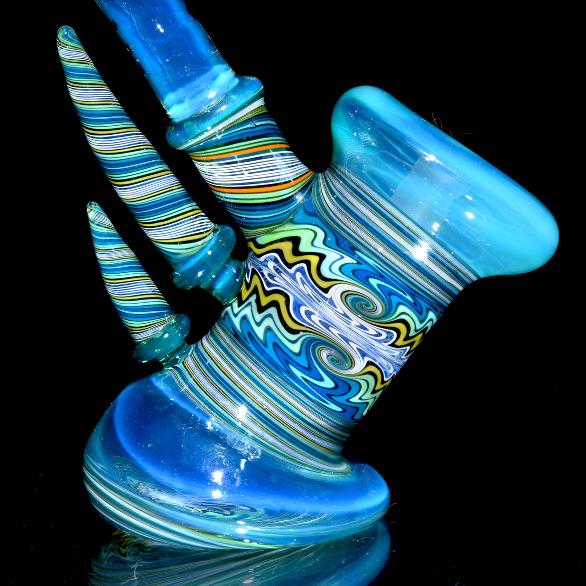 Fully-worked Mini Dewaar Bubbler Rig - Sea Slyme/Tropical Jailbird - 10mm Female