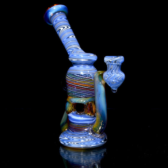 Triple Uptake Floating Recycler - Rainbow Reti/Fume/Linework - 10mm Female