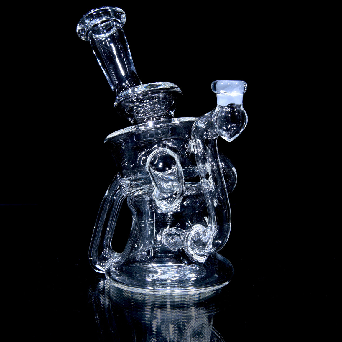 V2 Double Uptake/Drain Floating Recycler - Clear - 10mm Female