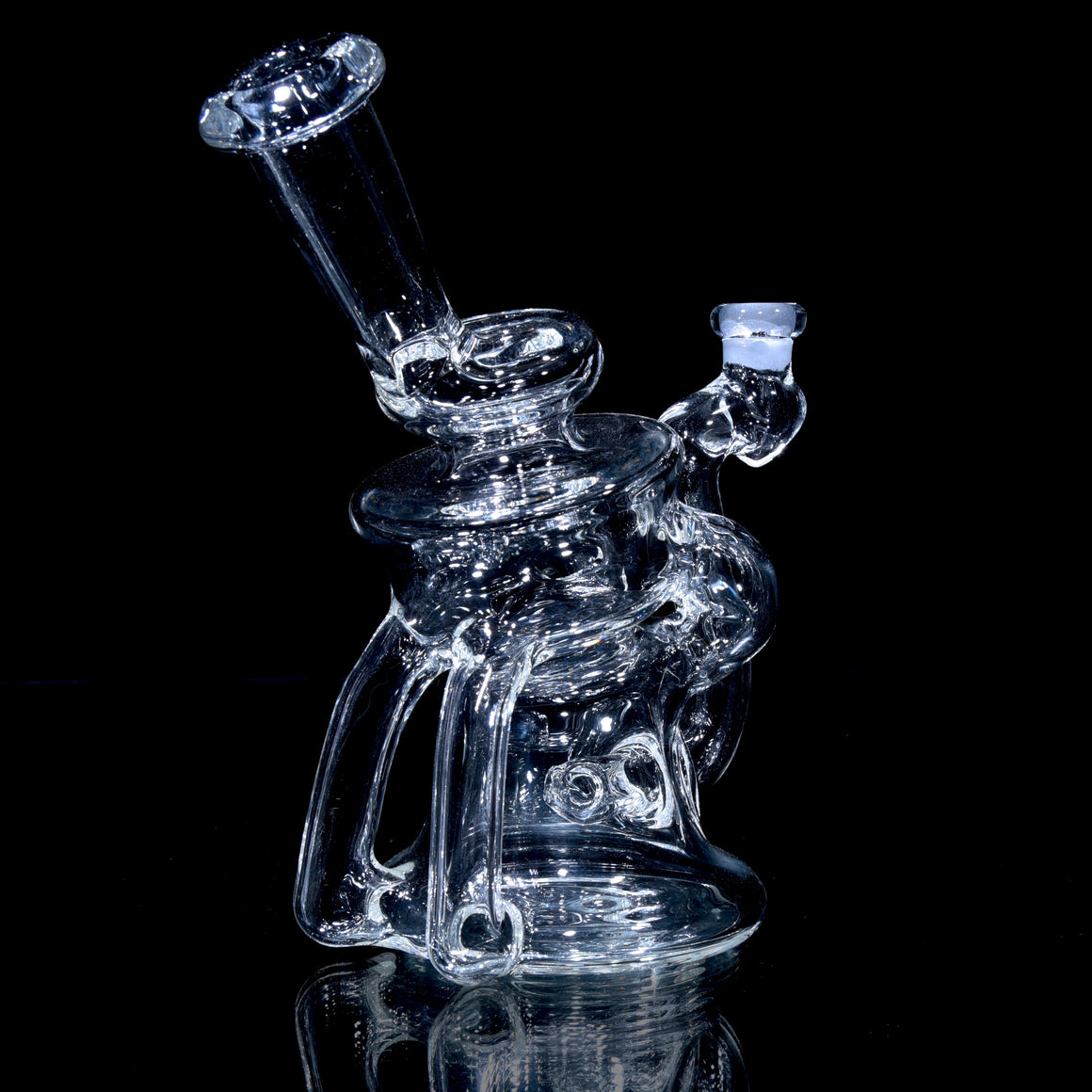 V2 Double Uptake/Drain Floating Recycler - Clear - 10mm Female