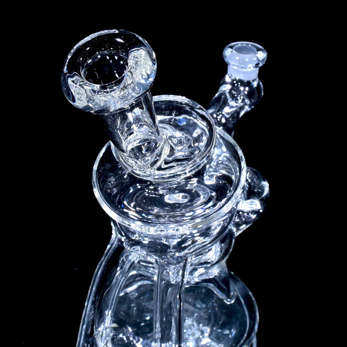 V2 Double Uptake/Drain Floating Recycler - Clear - 10mm Female