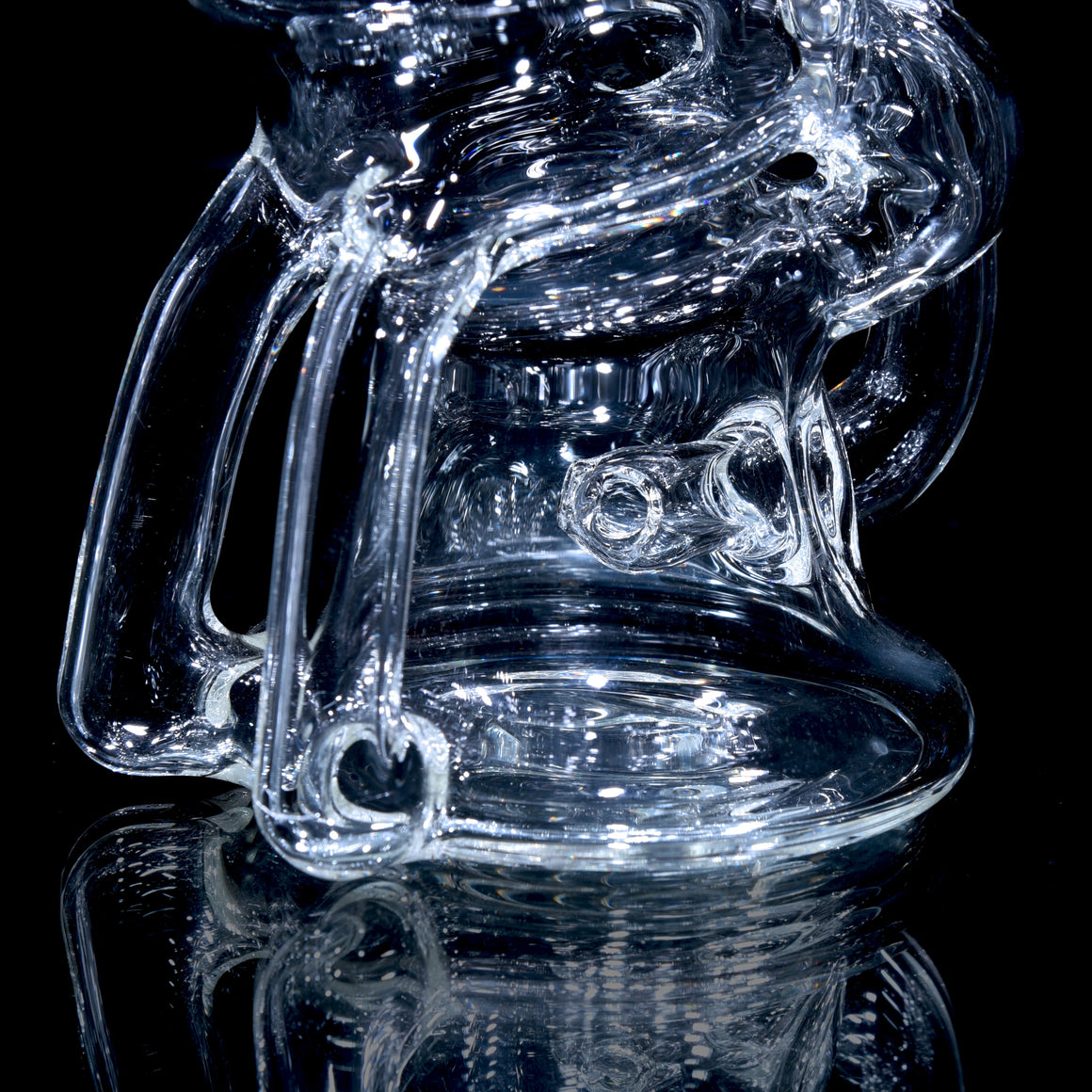 V2 Double Uptake/Drain Floating Recycler - Clear - 10mm Female